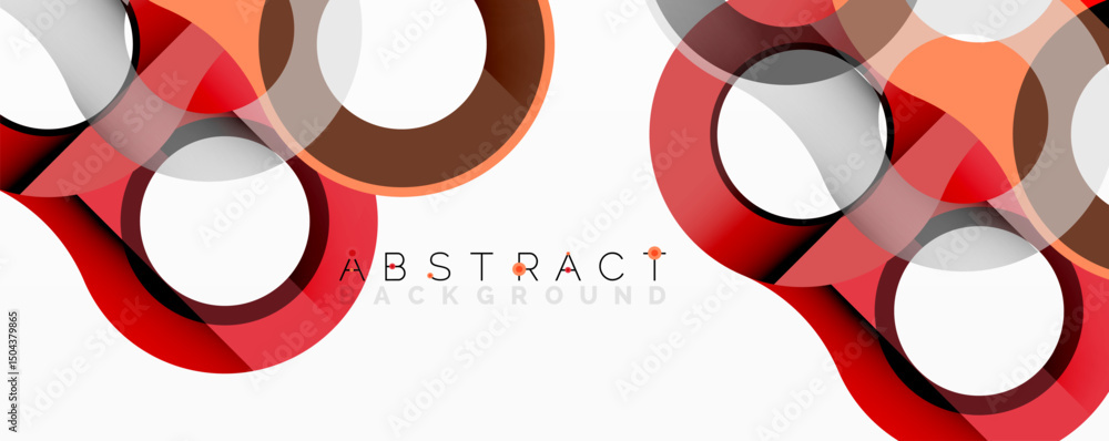 Aufkleber Abstract design features overlapping circles, red hues, white space. Modern geometric pattern creates dynamic visual effect.