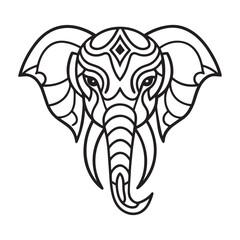 Ornate Tribal Elephant – Black and White Symmetrical Geometric Art