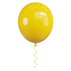 Yellow balloon isolated in transparent background 