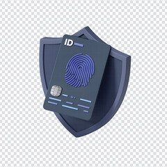 3D Secure Payment Icon – Credit Card with Fingerprint Shield for Cybersecurity and Digital Protection