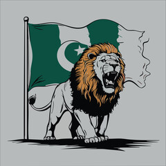 Pakistani Flag with Lion
