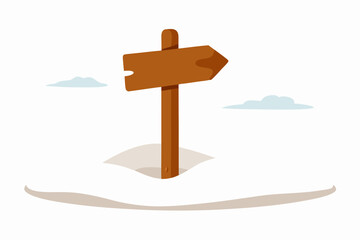 old wooden signpost buried in snow at the edge 