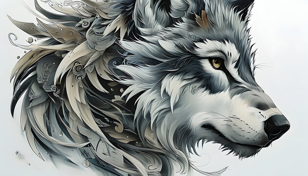 Wolf with Feathers