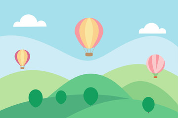 pastel sky with hot air balloons floating peaceful.svg