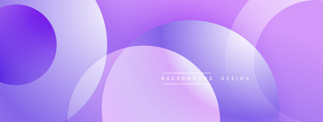 Abstract purple background features overlapping circles, gradients. Soft hues create modern, flowing visual effect. Minimalist design.