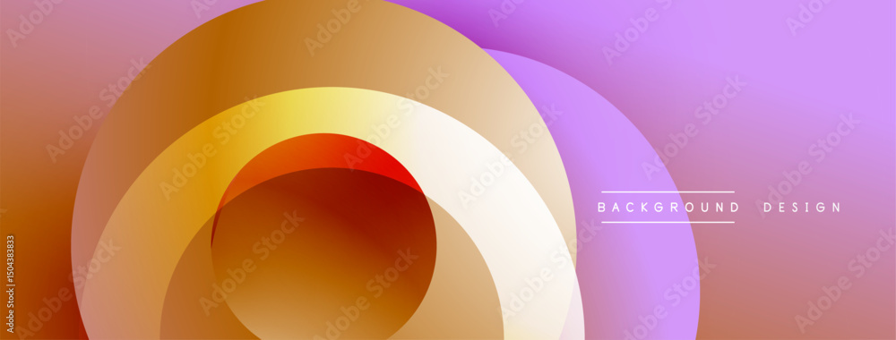 Poster Abstract gradient layers create dynamic visual effect. Warm colors blend into cool purple hues. Modern design element.