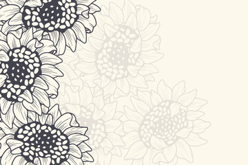 Sunflower floral luxury background with dark blue colors