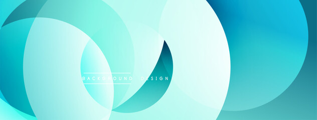 Abstract background features overlapping circles. Gradient shades of blue create dynamic visual effect. Minimalist design suitable for various projects.
