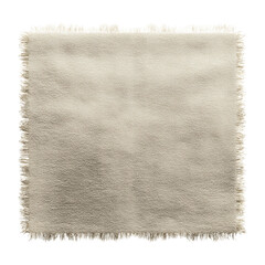 Textured Beige Frayed Fabric Square, Raw Edge Cotton Blanket, Natural Linen Textile