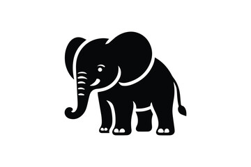 Fototapeta premium simple and unobtrusive Baby elephant vector silhouette illustration isolated in white background