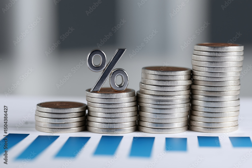 Poster a stack of coins with a silver coin in the middle with a slash through it. the coins are stacked on 