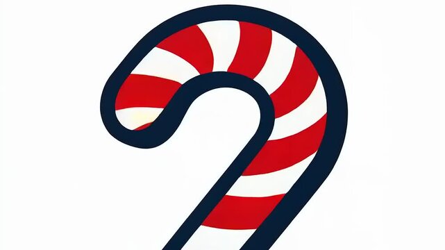 Animated Candy Cane Icon Rotation Perfect for Holiday Season and Sweet Treat Concepts
