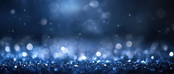 Sparkling blue festive background with glowing lights