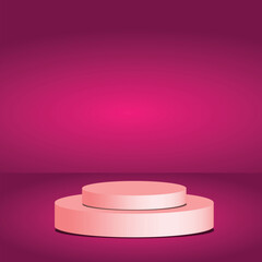 Pink Background Gradient Product With Podium For Business Social Media