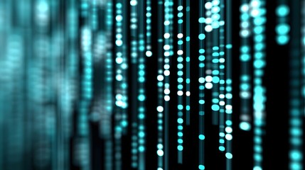 Digital matrix of luminous data streams in a futuristic tech interface
