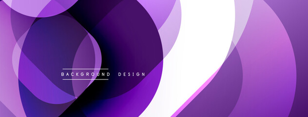 Abstract purple circles overlap, creating dynamic gradient effect. Modern design suitable for backgrounds, banners, presentations.