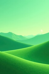 Obraz premium Subtle green gradients form minimalist hills, abstract sky , calm, tint, gradient