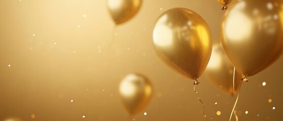 Obraz premium Golden balloons and sparkles celebrating festive occasions