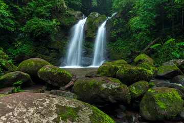 Beautiful waterfall in deep forest at Thailand. Nature background.