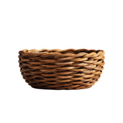 Obraz premium Rustic Woven Basket, Empty Brown Wicker Bowl, Handmade Container