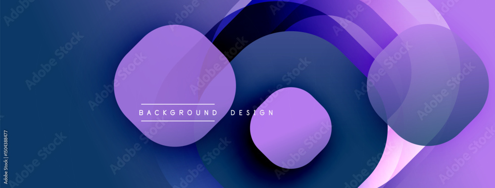 Poster Abstract fluid shapes overlap, creating dynamic purple, blue gradients. Modern design element for backgrounds, presentations.