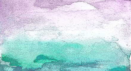 Watercolor painting, landscape of bright grass, steppe, yellow flowers, plants, field, meadow against a bright blue sky. Grunge texture, strokes. Beautiful fashionable design. Drawing of a windy field