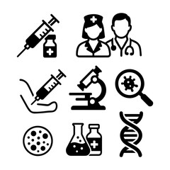Collection of linear icons. Vector medical themes.