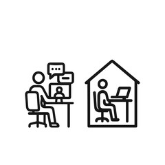 Work from home. Professional working on computer at home. Working Icon vector.