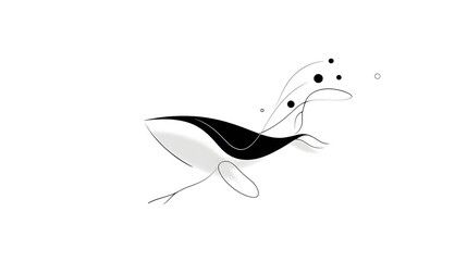 Obraz premium Minimalist whale with splashes