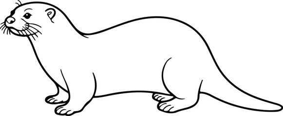 Otter line art vector illustration 