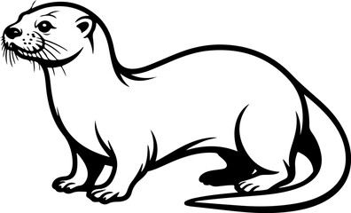 Otter line art vector illustration 