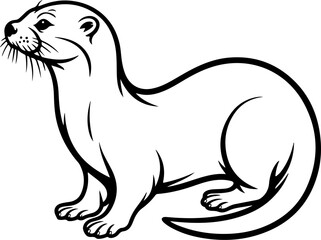 Otter line art vector illustration 