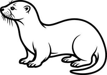 Otter line art vector illustration 