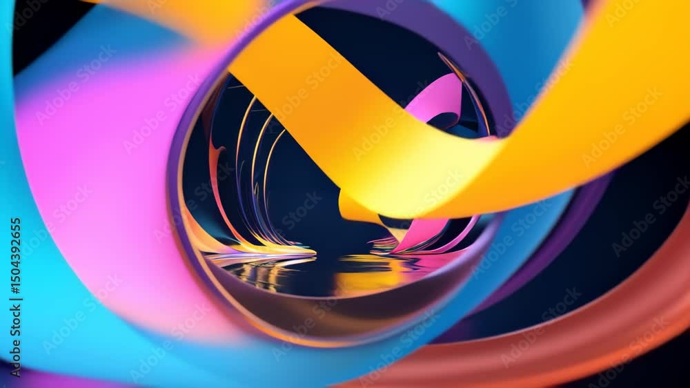 Poster vibrant 3d audio visualization: vivid abstract motion graphics with colors and design