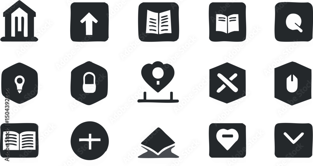 Poster assorted icons digital interface elements
