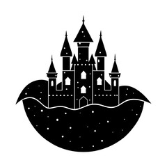 Silhouette of a castle with towers and windows art