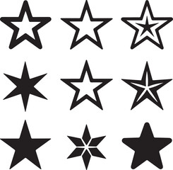 Obraz premium a variety of black-and-white star silhouettes representing different styles and complexities (2)_traced