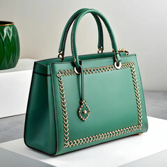 beautiful elegance and luxury fashion green handbag