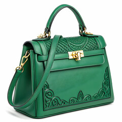 beautiful elegance and luxury fashion green handbag