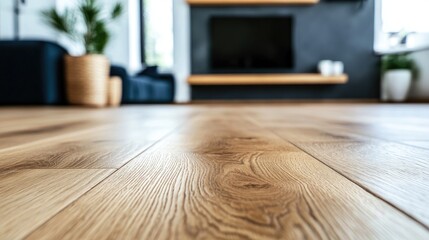 Close-up view of light-brown wooden flooring.