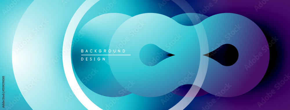 Poster abstract flowing shapes, vibrant blue purple gradient. modern design element for backgrounds, presen
