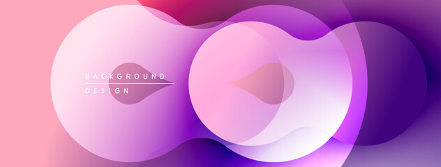 Abstract fluid shapes overlap, creating vibrant pink purple gradient. Modern design suggests movement, energy, fluidity.
