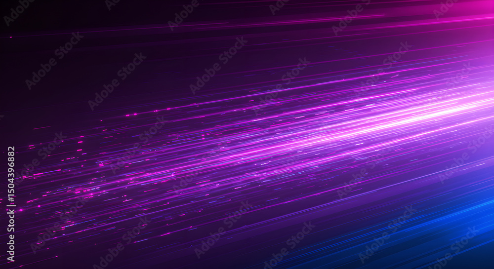 Poster abstract purple and blue light streak pattern showcasing high-speed digital data flow. dynamic techn