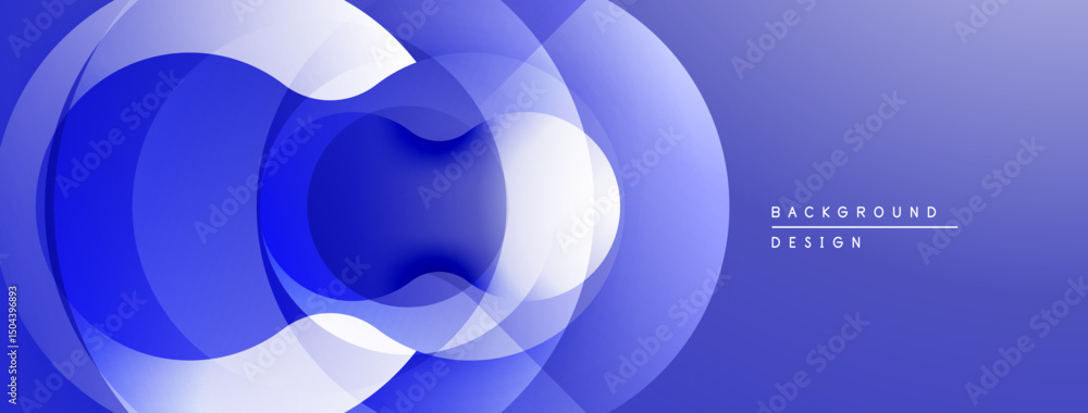 Poster Abstract blue layers create flowing shapes. Gradient colors suggest depth, modern design elements present. Minimalist composition.