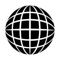 Representation of a globe with white grid lines silhouette