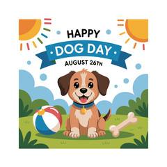 International Dog Day, Flat vector illustration isolated on white background