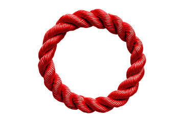 Red rope in a circle isolated on transparent background