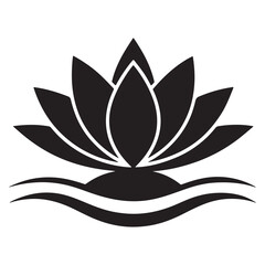 Lotus Flower Icon Floating on Water with Layered Petals – Serene Floral Design for Decorative and Spiritual Use