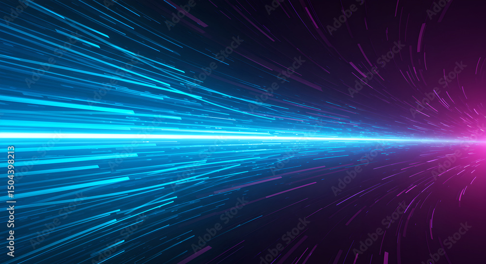 Poster Abstract speed lines. Digital data stream. Fast data transfer. Technology background for high-speed network. Data flow concept.