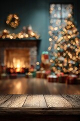 Warm Holiday Ambiance With Decorated Tree and Gifts in Cozy Living Room Setting
